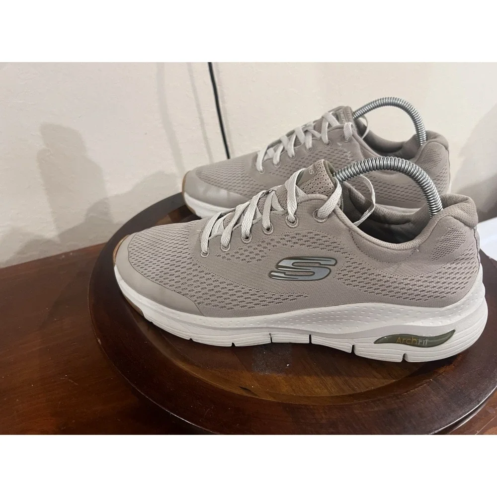 Skechers Sport Arch Fit Banlin Mens 10.5 Mesh Athletic Shoes Comfort Taupe
